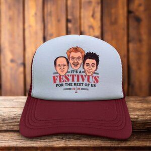 Seinfeld Festivus Mens Trucker Hat Maroon Snapback Adjustable Funny Baseball Cap